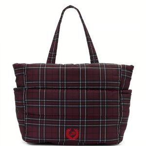 PINK Victoria's Secret Burgundy Plaid Tote